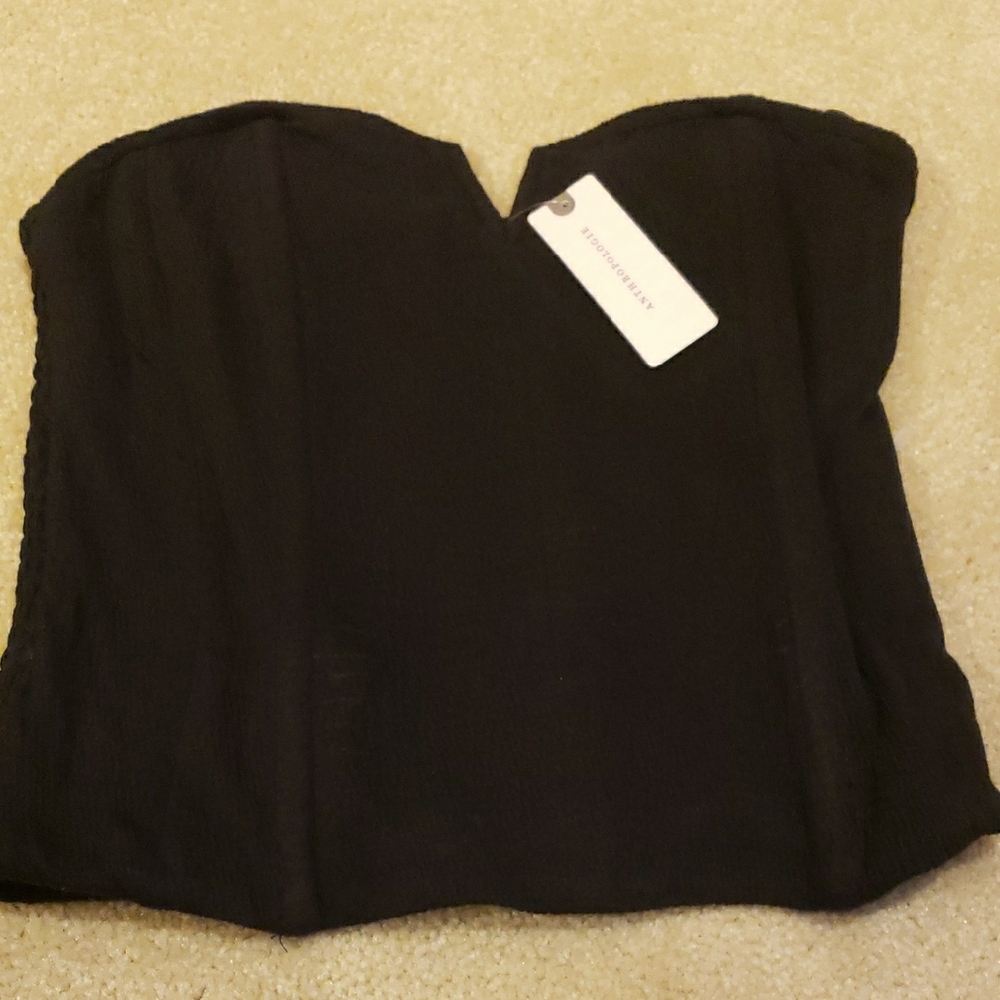 Anthropologie Black Sleeveless Bustier Crop Top